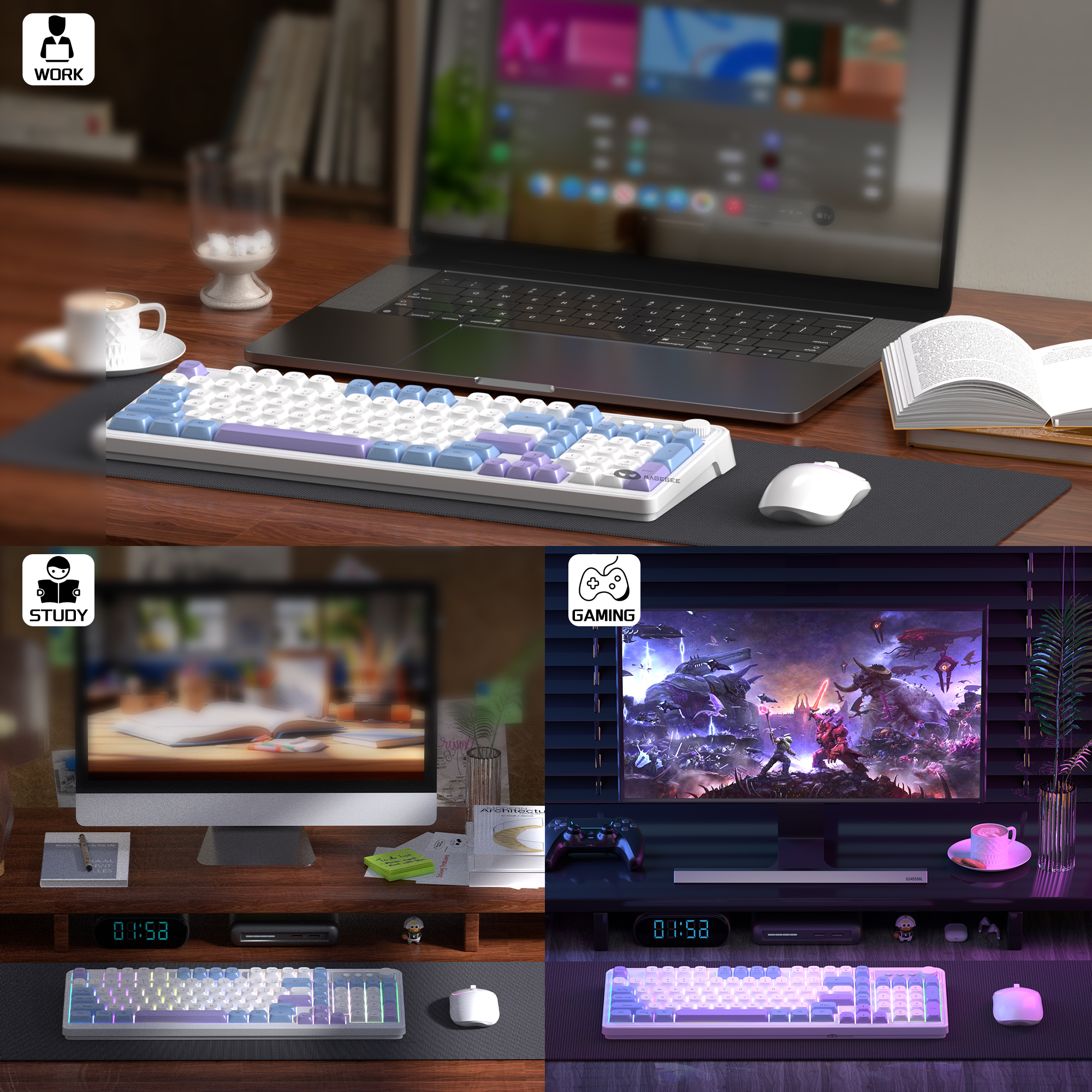 MageGee Wireless Gaming Keyboa - огляд і ціна Tradescantia Purple